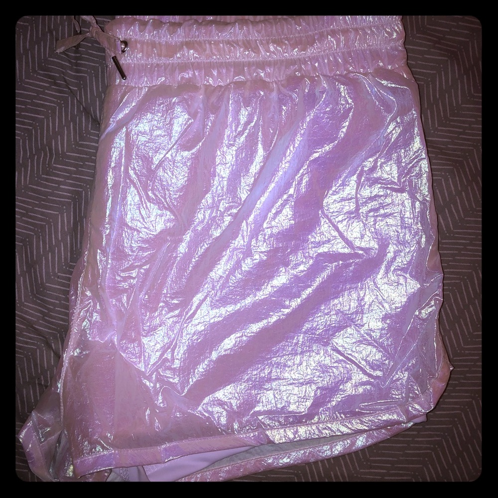 Iridescent white Alala high end athletic shorts